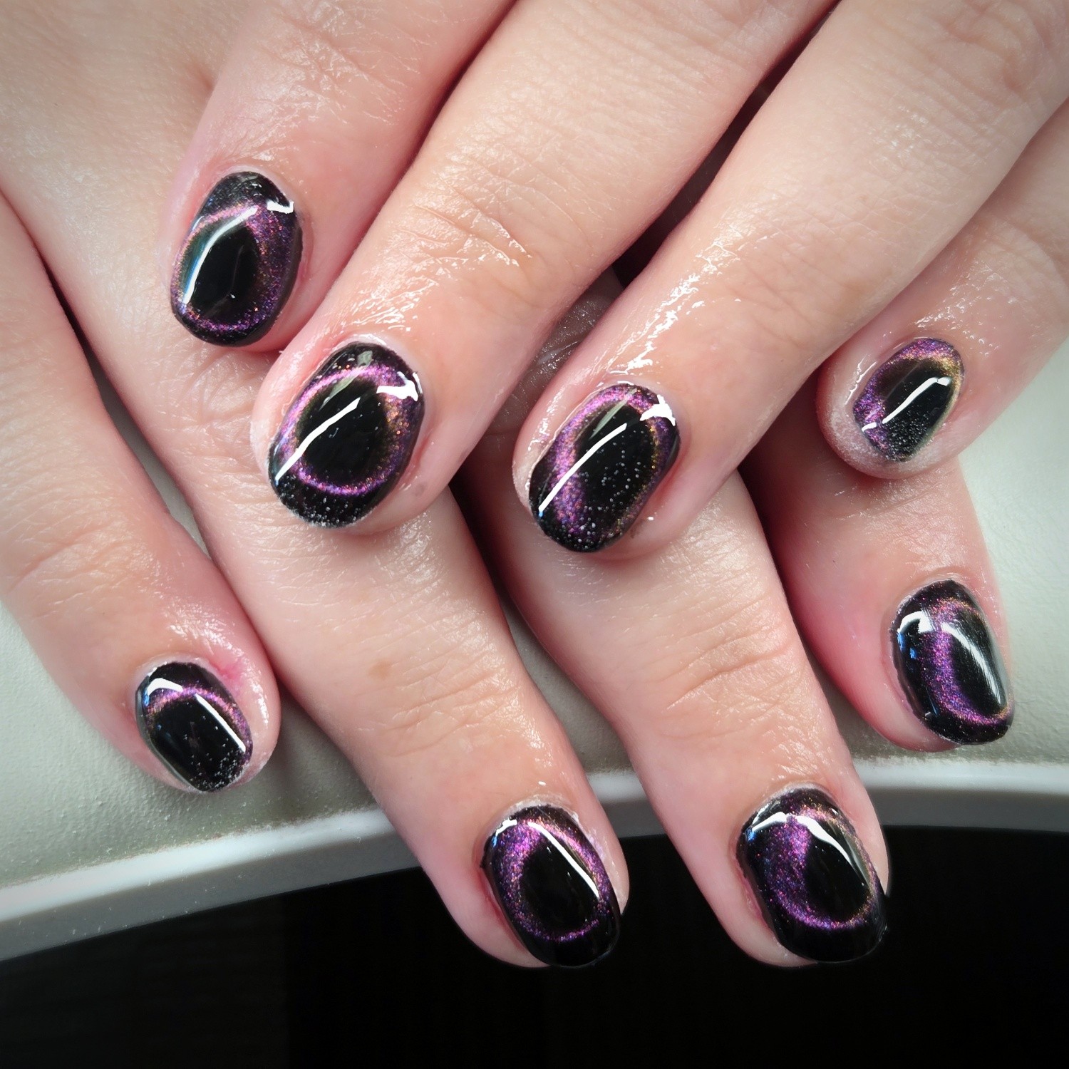 A new trick to the cat eye game!! This turned out so cool!

 #wisconsinnails #mounthorebwi #nails #mounthorebnails #wisconsinnails #nailinspo #naillove #nailartist #polisheddesigns #hardgel #nailart #gelnails